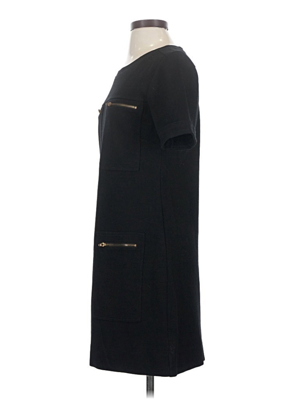 J Crew Black Zipper Ponte Mini Dress with Gold Zipper Hardware Dress Size 2 - Picture 6 of 11